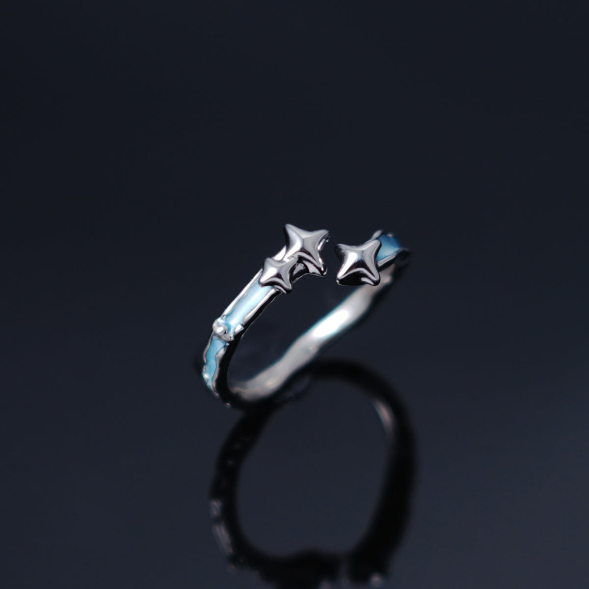 Blue moonlight starburst Ring