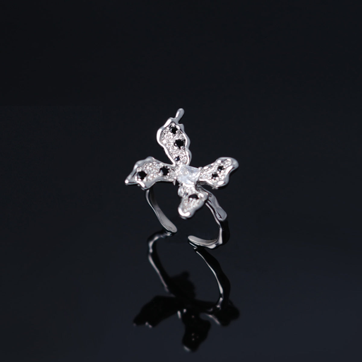 Dark Star Butterfly Traces Ring