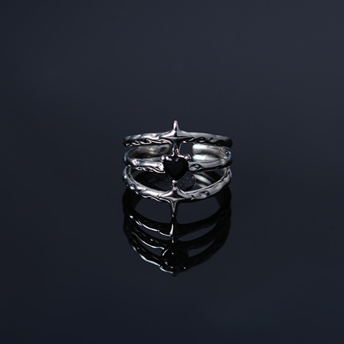Dark Eclipse Heart Ring