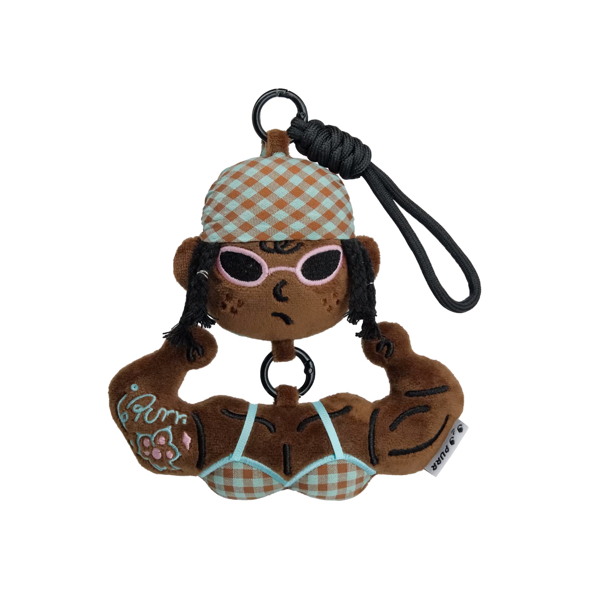 Black Skin Muscular Fitness Plush Bag Charm & Car Hanging