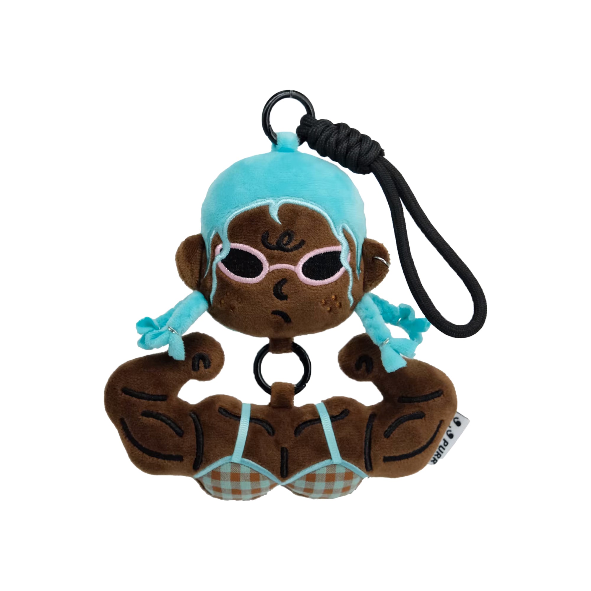 Black Skin Muscular Fitness Plush Bag Charm & Car Hanging