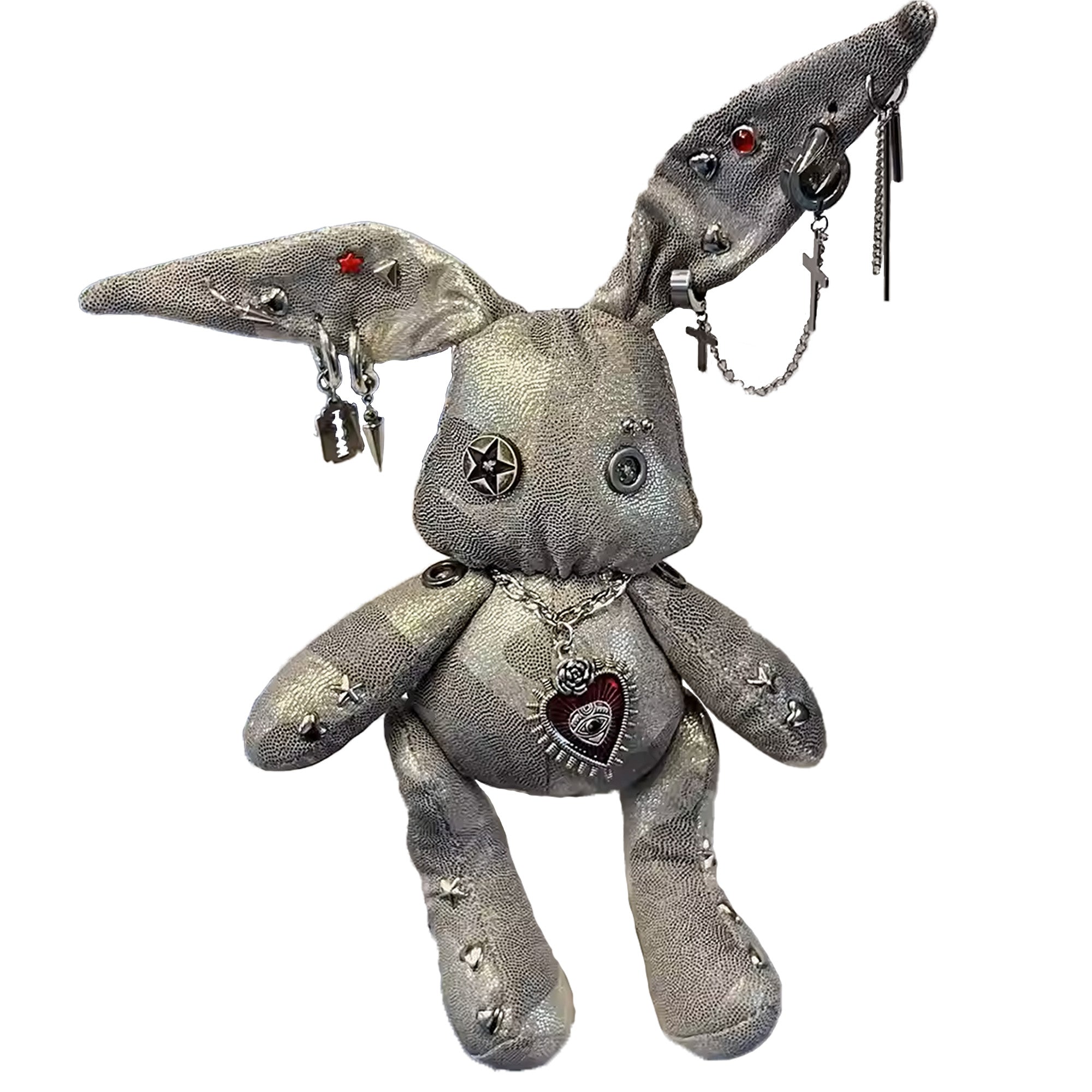Neon Studded Bunny Plush Designer Toy Bag Charm