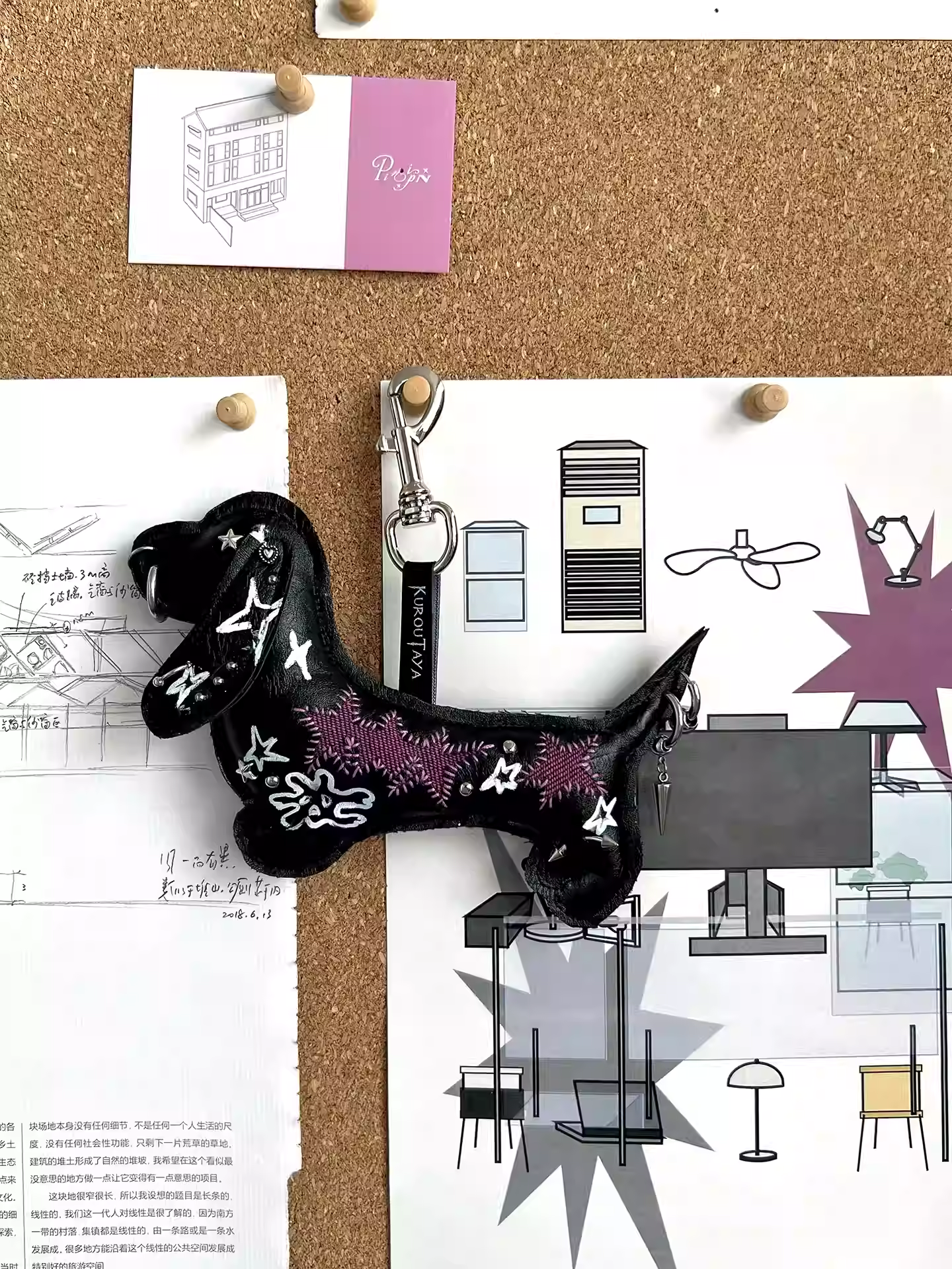 Midnight Fantasy Diary Weird Hand-painted Graffiti Pendant