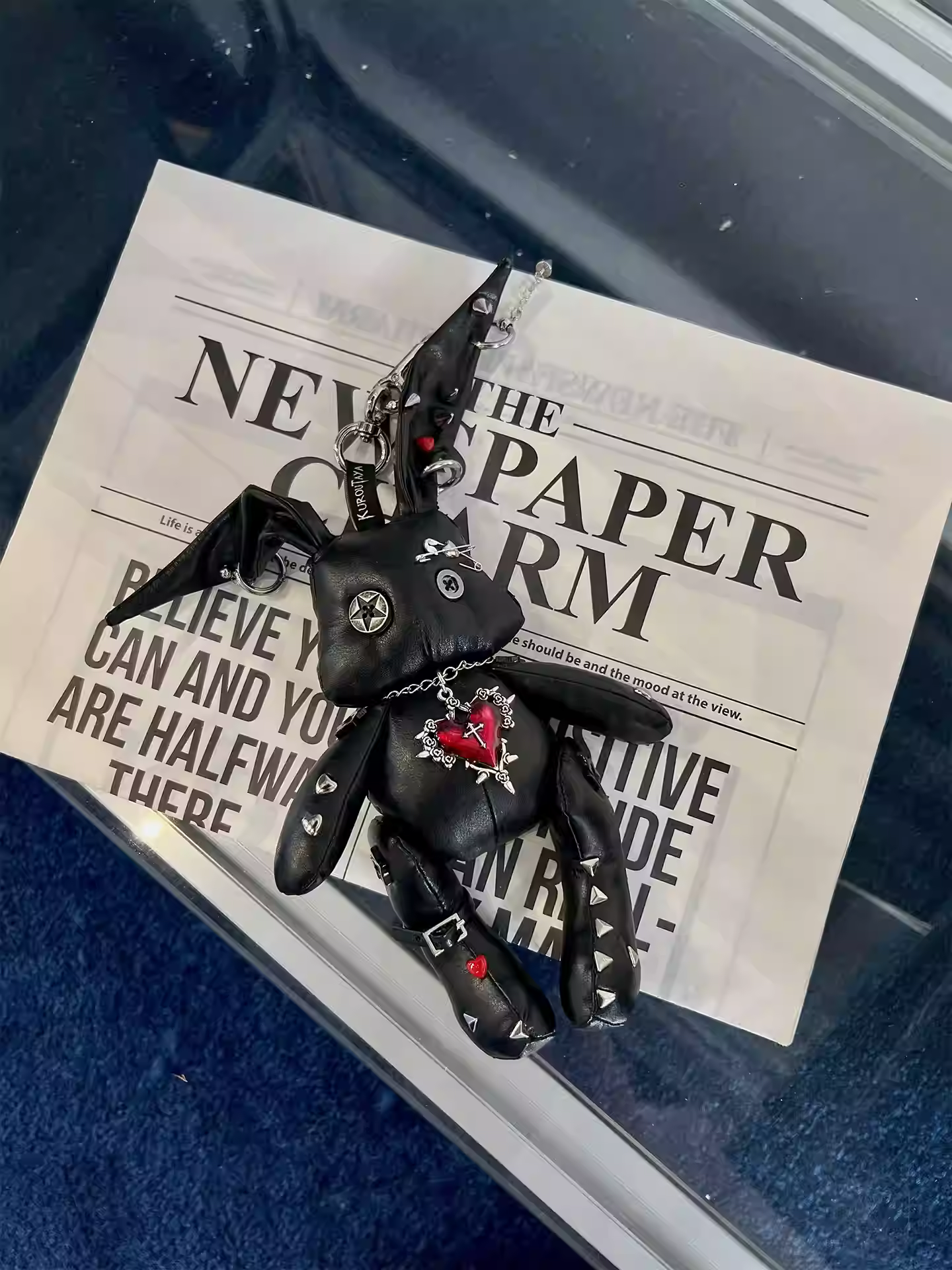 Neon Studded Bunny Plush Designer Toy Bag Charm