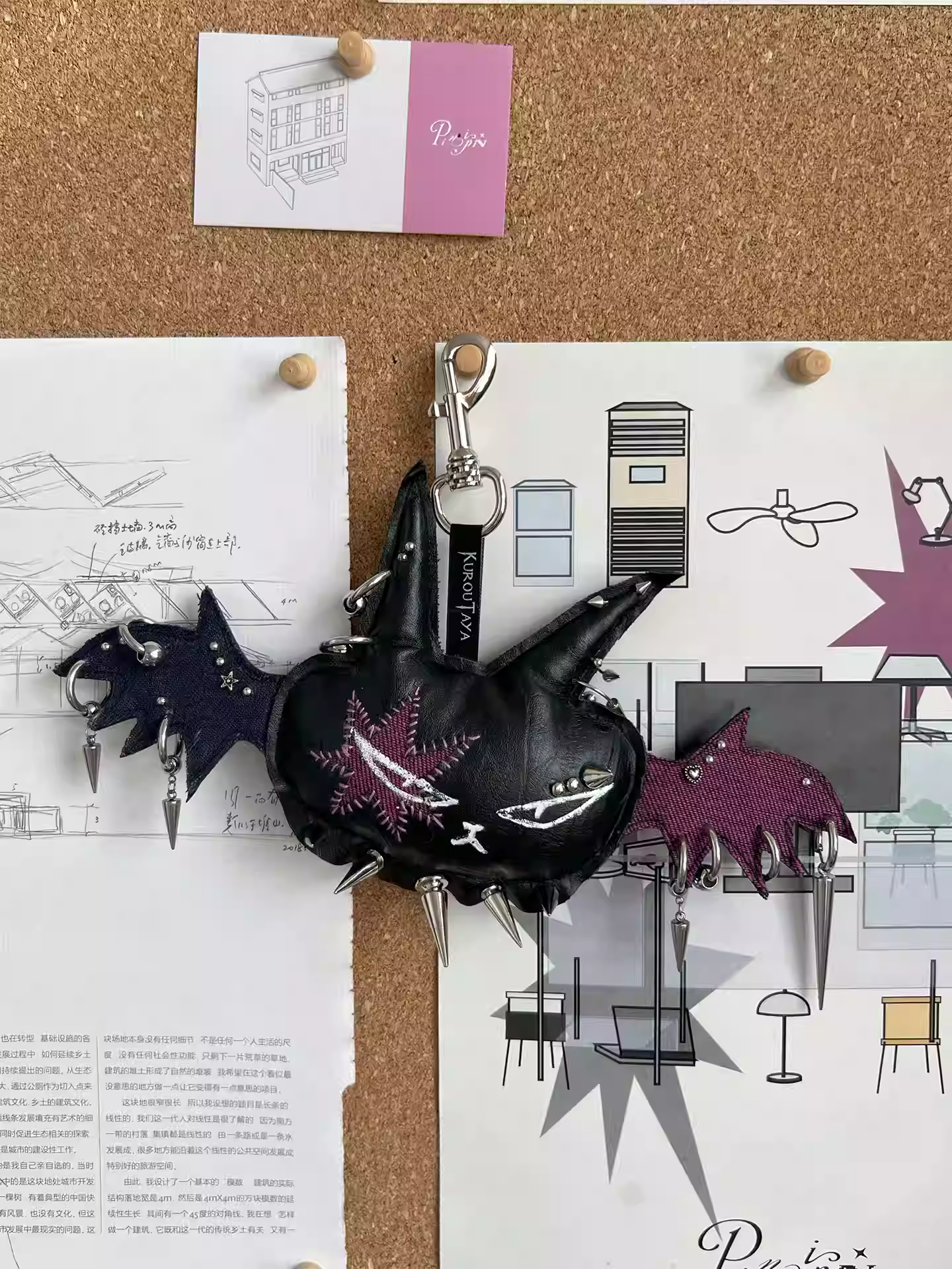 Midnight Fantasy Diary Weird Hand-painted Graffiti Pendant