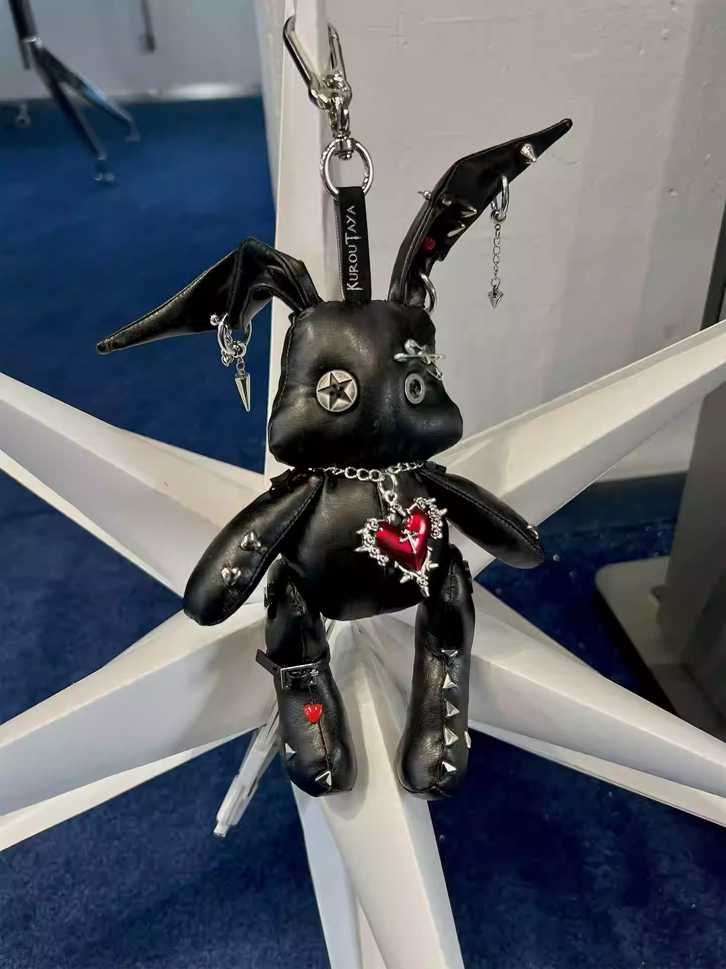 Neon Studded Bunny Plush Designer Toy Bag Charm