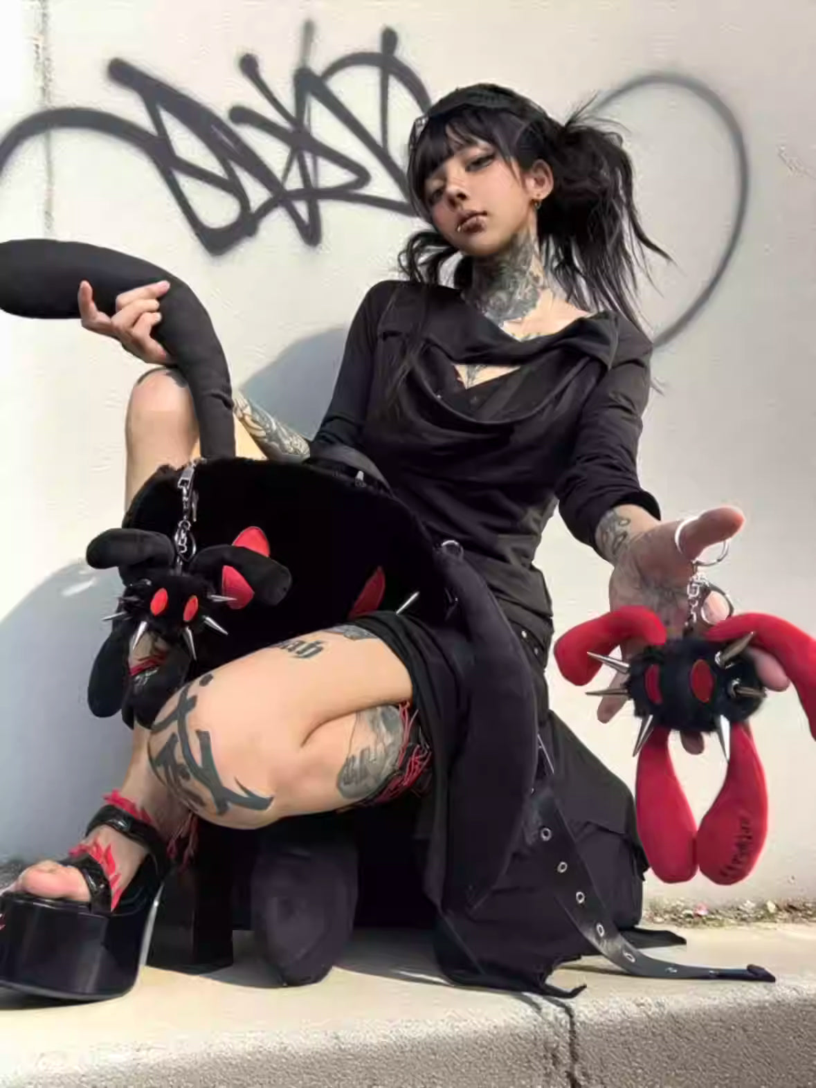 Anti Cony Four-Eared Punk Rabbit Keychain Plush Charm