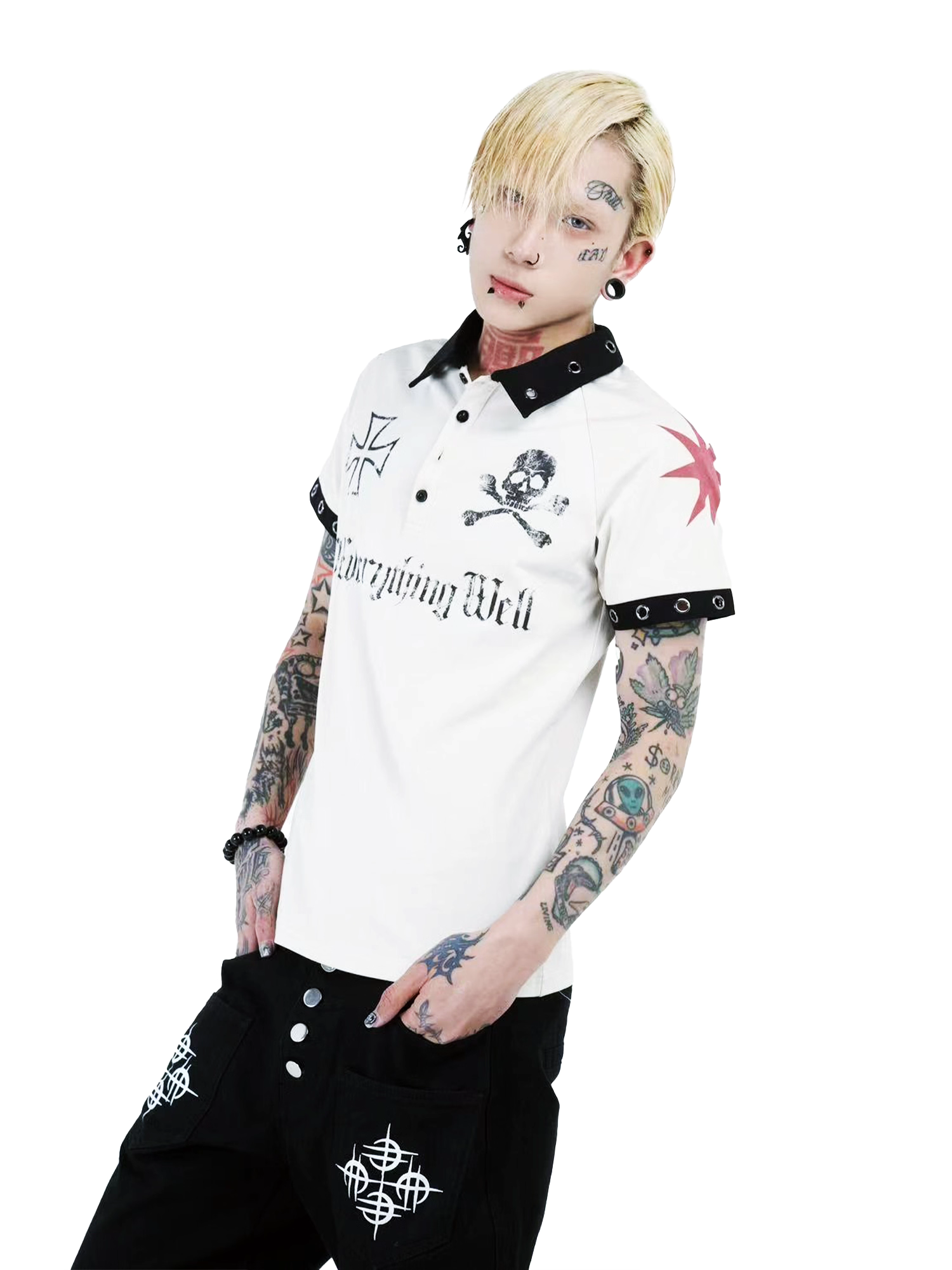 Skull Jersey Short Sleeve Polo Shirt