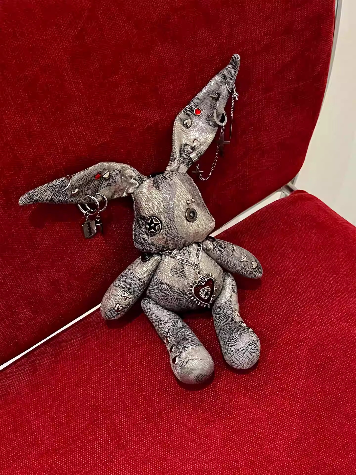 Neon Studded Bunny Plush Designer Toy Bag Charm