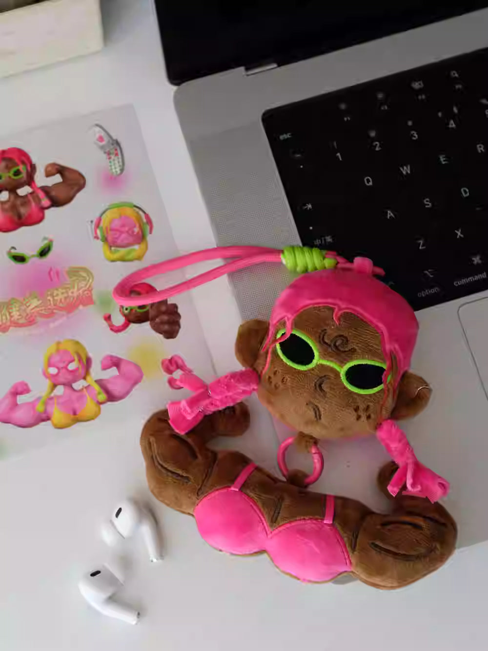 Muscular Fitness Girl Plush Charm