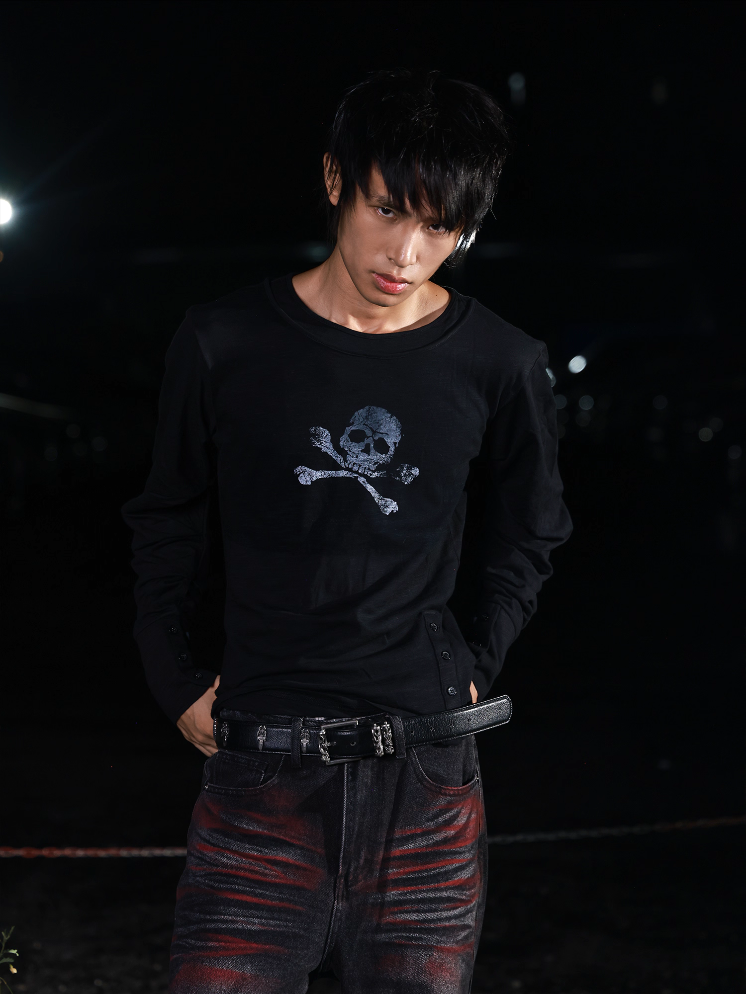 Skull Double-Collar Base Layer Top