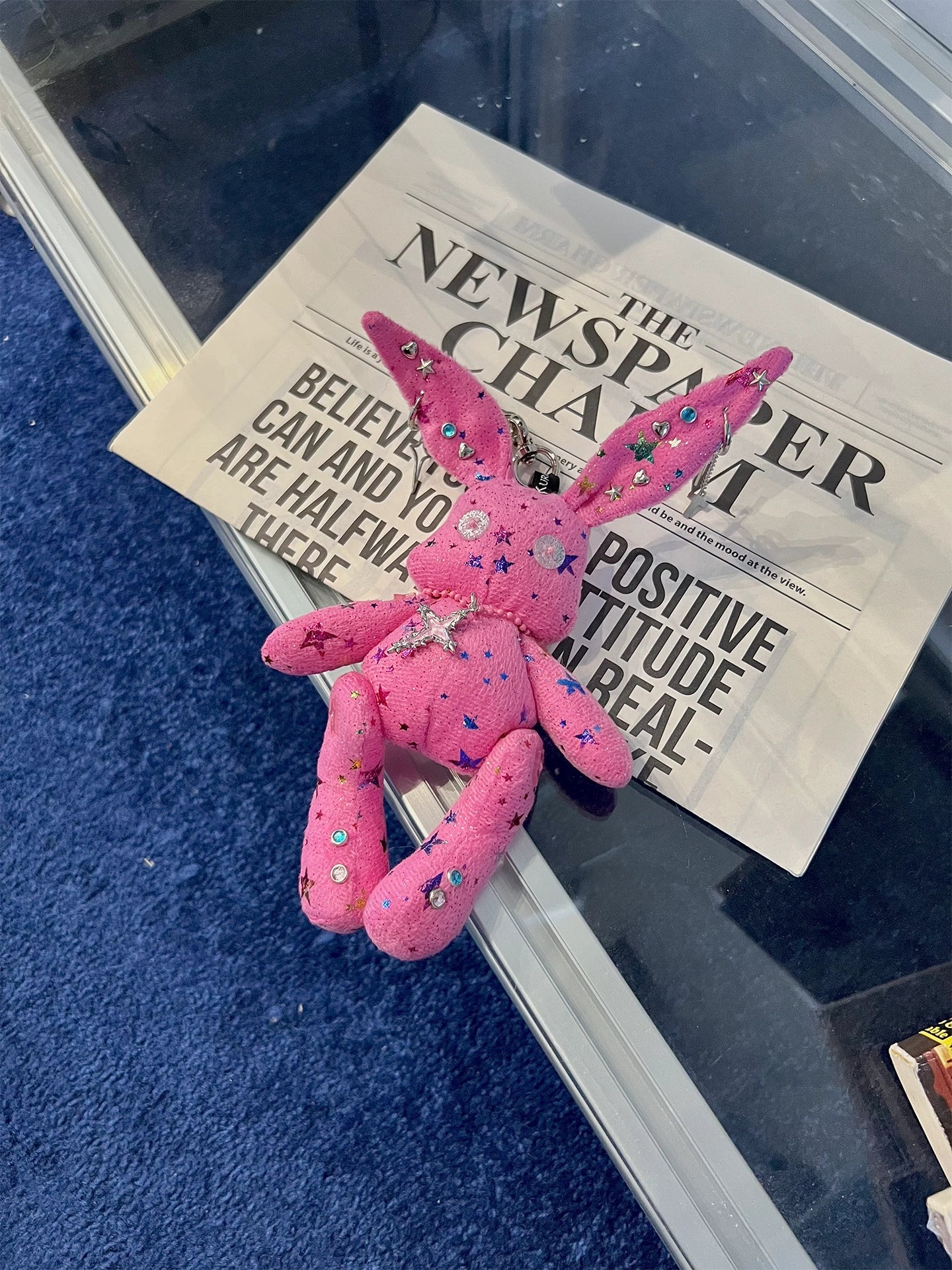 Neon Studded Bunny Plush Designer Toy Bag Charm