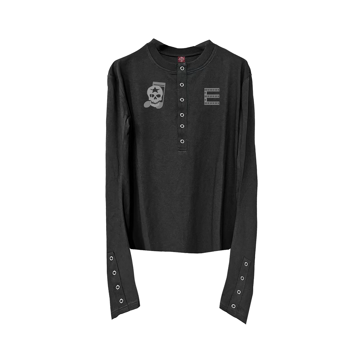 Skull Graphic Henley Long Sleeve Shirt