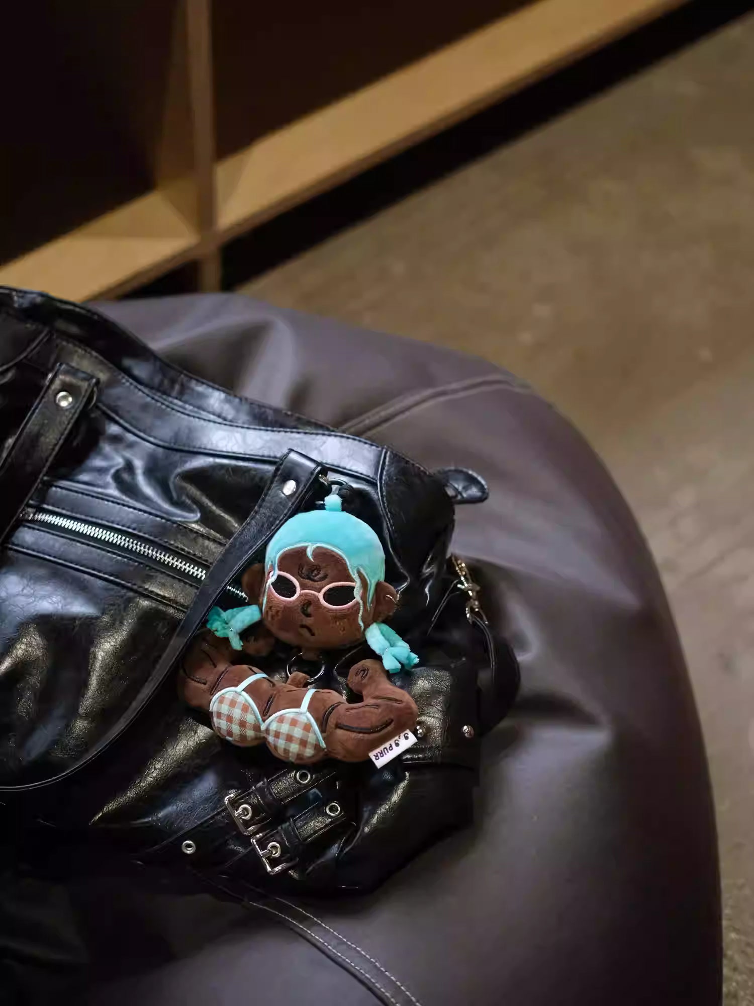 Black Skin Muscular Fitness Plush Bag Charm & Car Hanging