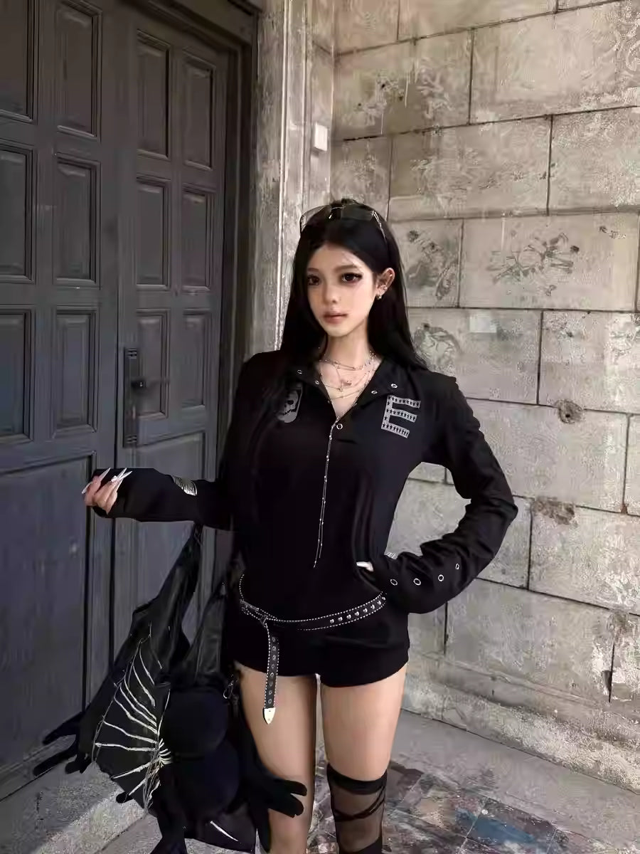 Skull Graphic Henley Long Sleeve Shirt