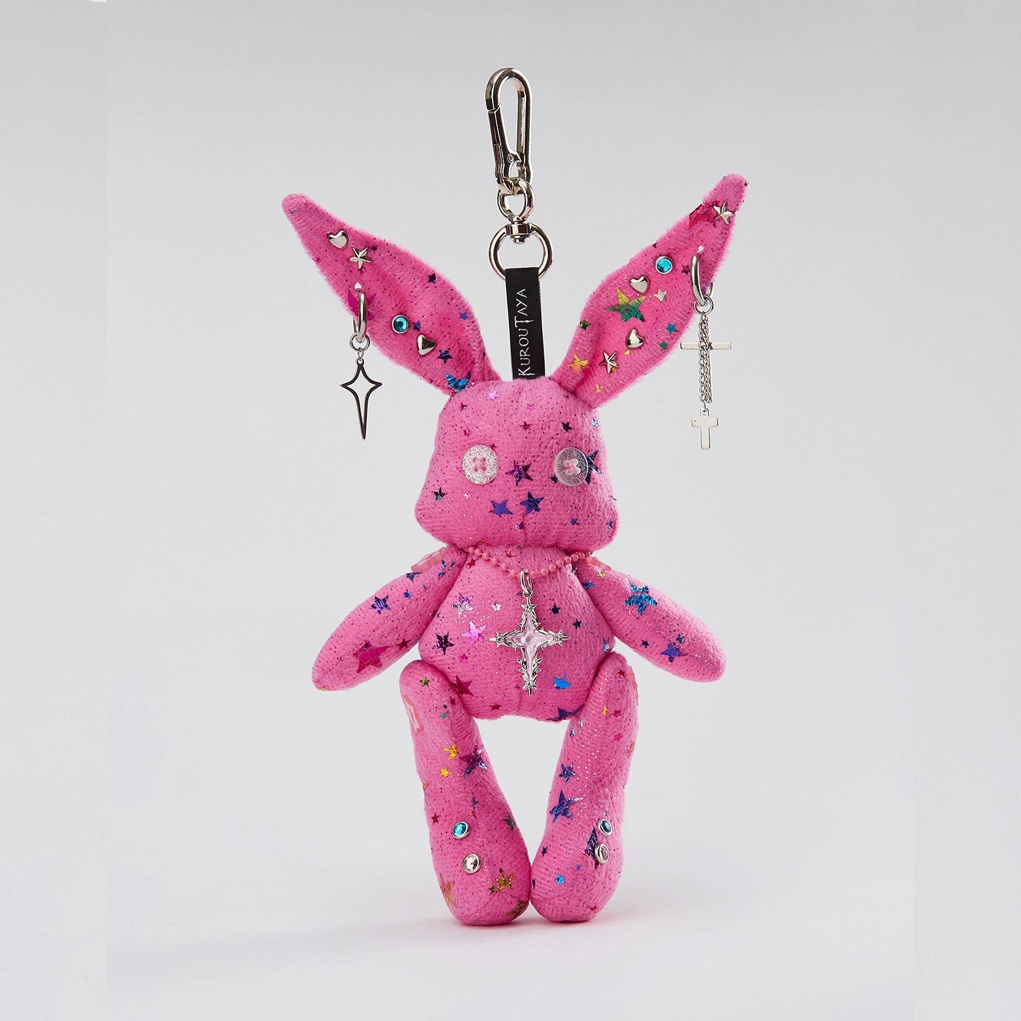 Neon Studded Bunny Plush Designer Toy Bag Charm
