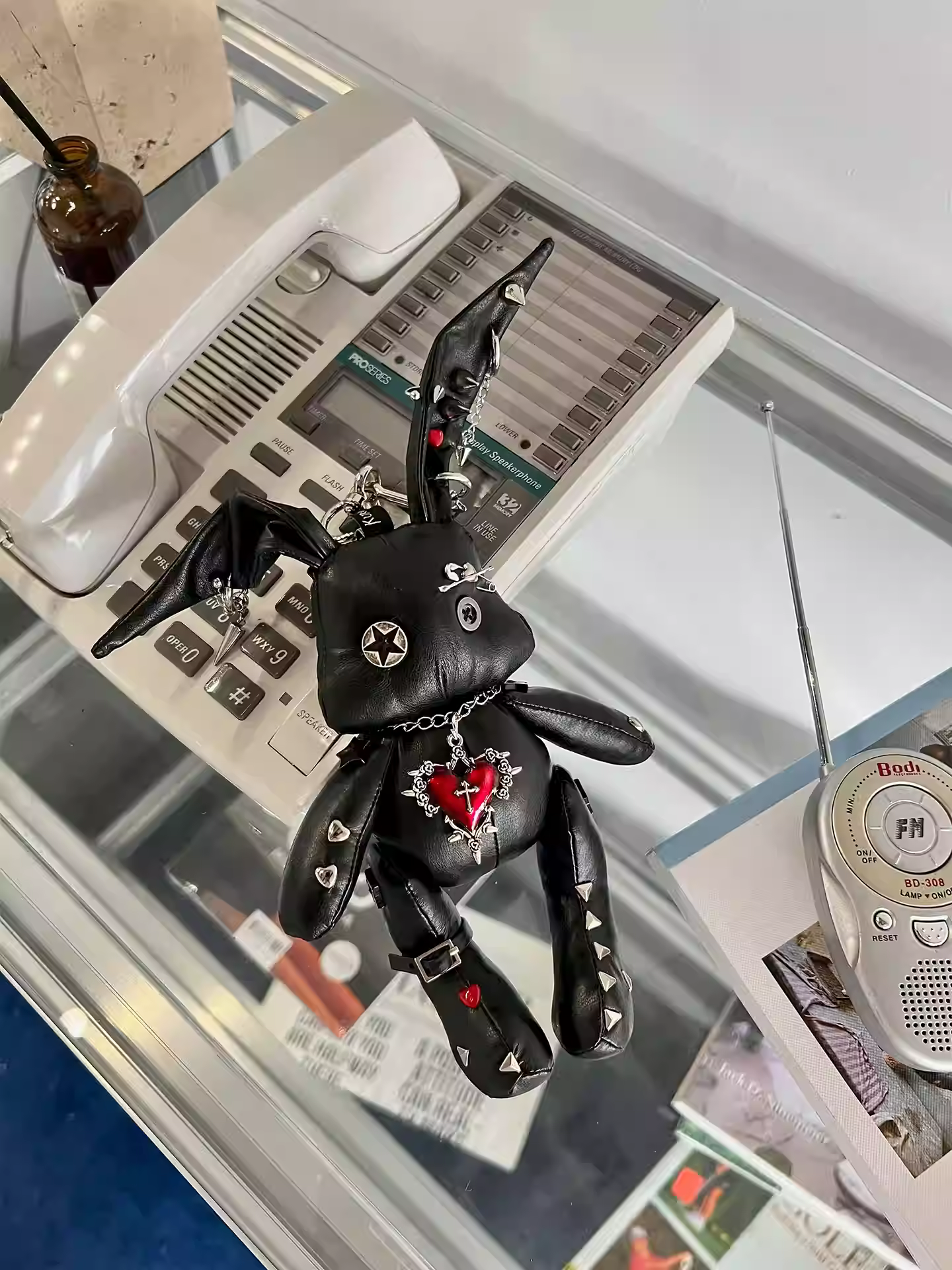 Neon Studded Bunny Plush Designer Toy Bag Charm